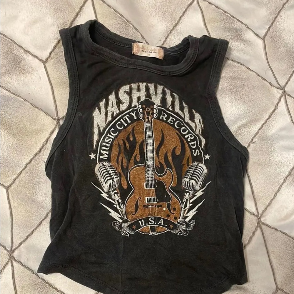 Altar'd State Black Tank with Guitar Graphic